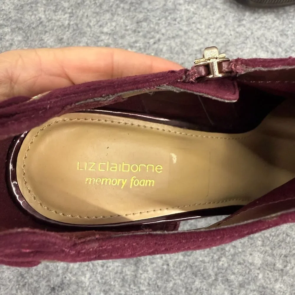 Liz Claiborne Elsie Heels Womens 8.5‎ Maroon Burgundy Shoes Pumps Office Party